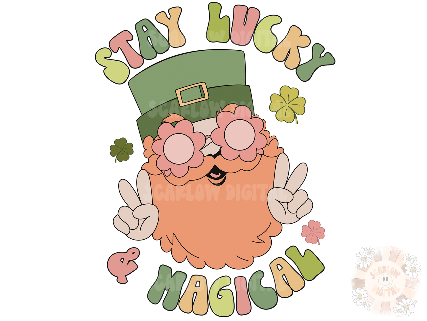 Stay Lucky and Magical PNG-Saint Patrick’s Day Sublimation Digital Design Download-clover png, girl st patty day png, little girl png, lucky png