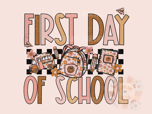 First Day of School PNG-Girl Back to School Sublimation Digital Design Download- first day girl png, floral png, school doodles png design