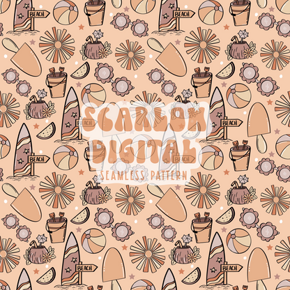 Summer Doodles Seamless Pattern Sublimation Digital Design Download-Beachy seamless file, sunglasses seamless file, popsicle seamless file