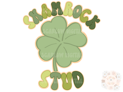 Shamrock Stud PNG-Saint Patrick’s Day Sublimation Digital Design Download-clover png, leprechaun png, rainbow png, st Patty’s day png