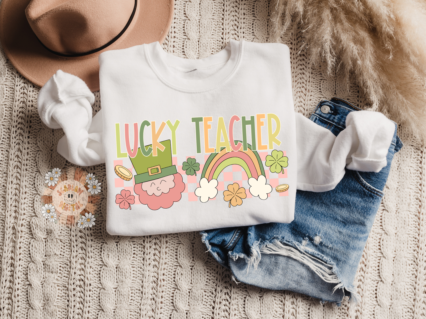 Lucky Teacher PNG-Saint Patrick’s Day Sublimation Digital Design Download-leprechaun png, rainbow png, lucky png, magic png, Irish png designs