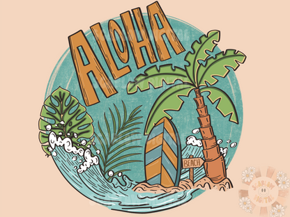 Aloha PNG-Hawaiian Sublimation Digital Design Download-Beachy vibes png, ocean png, palm trees png, summer png, vacay png, sunny days png