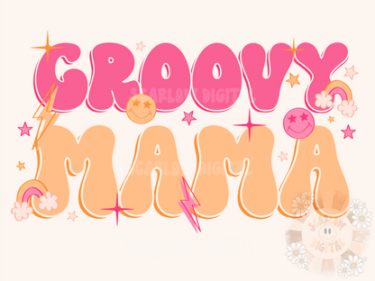 Groovy Mama PNG Sublimation Digital Design Download, hippie mama png, Preppy mama png, rainbow png, png for mom, stars png, groovy bday png