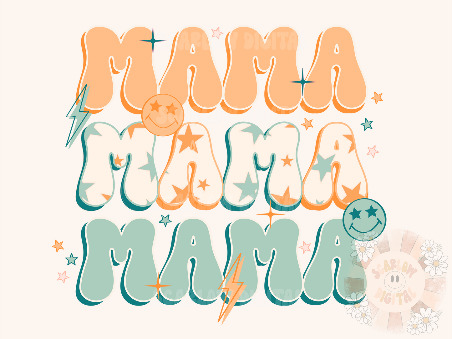 Retro Mama PNG Sublimation Digital Design Download, summer mama png, mom of boys png, lightening bolt png, boho mama png, mama png designs