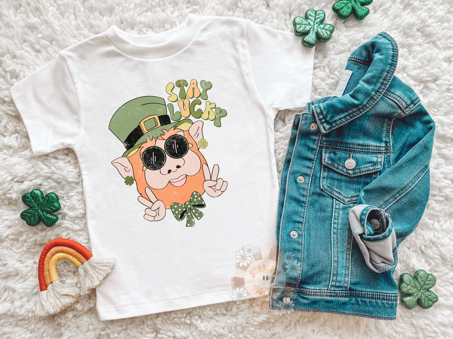 Stay Lucky PNG-Saint Patrick’s Day Sublimation Digital Design Download-clover png, boy st patty day png, little boy png, lucky