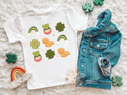 Saint Patrick’s Day PNG Sublimation Digital Design Download, leprechaun png, rainbow png, four leaf clover png, st patty day doodles png