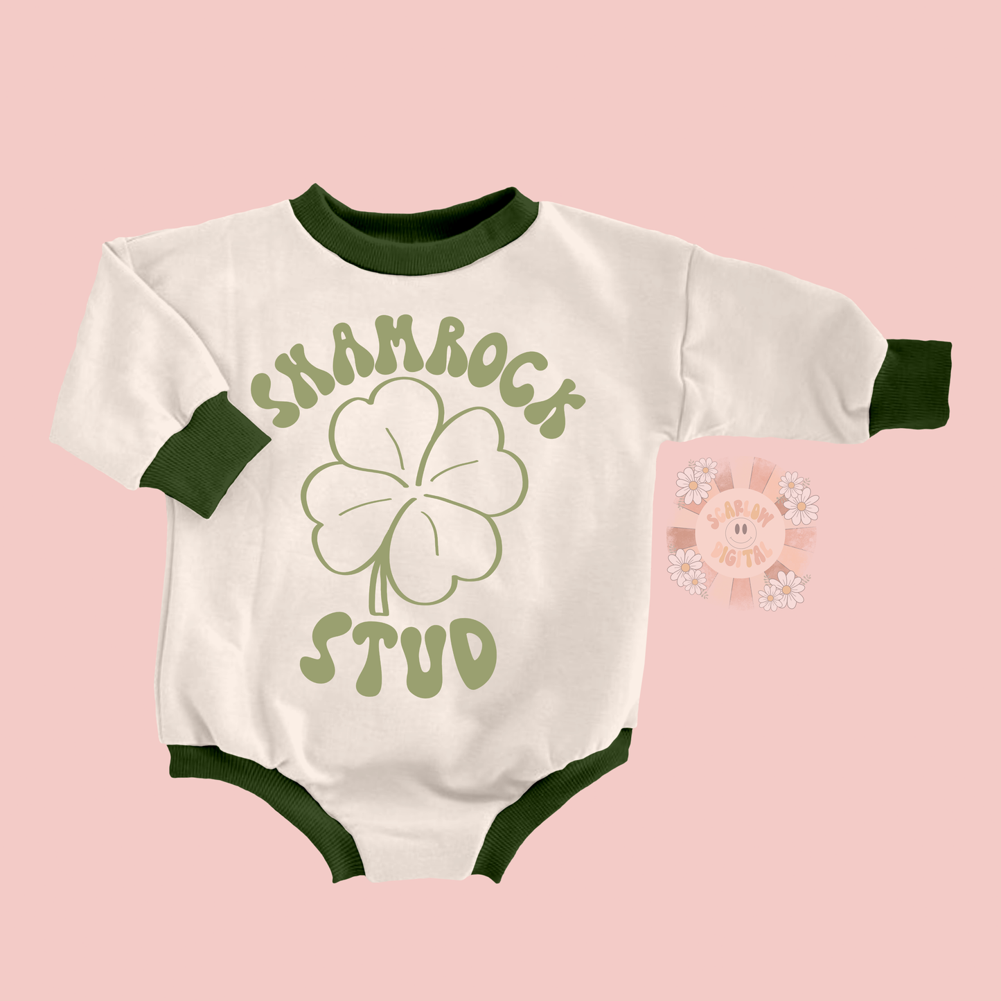 Shamrock Stud SVG-Saint Patrick's Day Cricut Cut Files-clover svg, leprechaun svg, little boy svg, groovy leprechaun svg designs, lucky boy