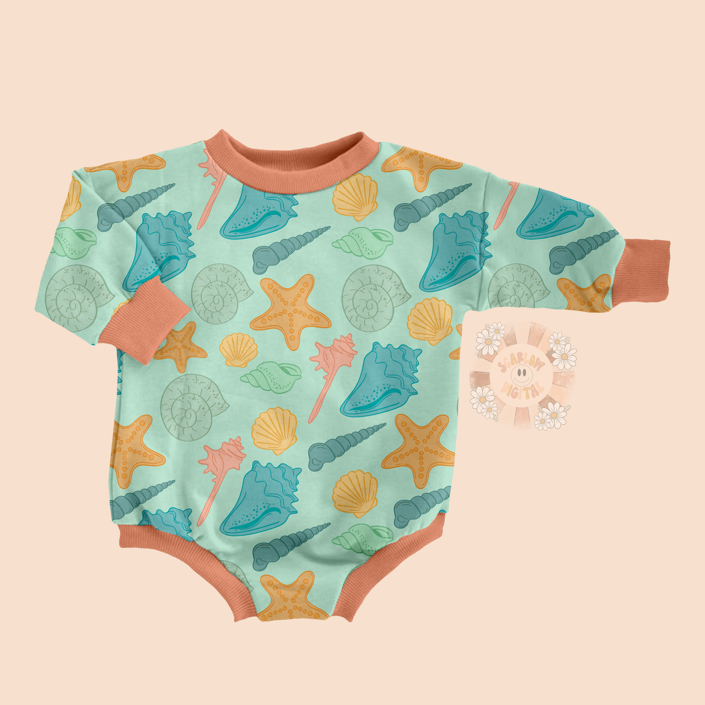 Sea Shells Seamless Pattern-Summer Sublimation Digital Design Download-ocean life seamless file, summer boy seamless, little boy designs